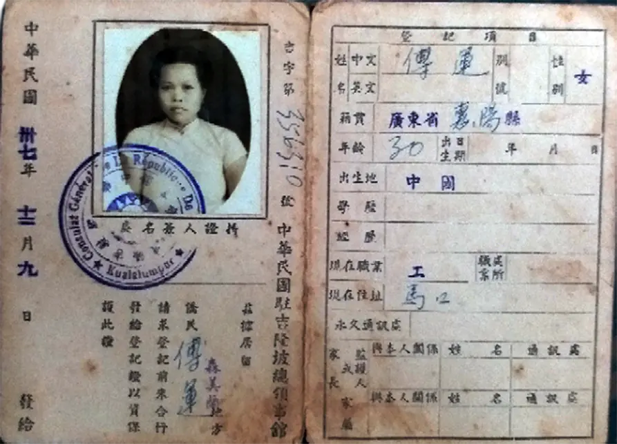 Registration Certificate for Overseas Chinese of the Republic of China Date: December 9, 2017 Name: Fu Yun Borrowed from: Huiyang County, Guangdong Province Birthplace: China Current address: Bahau